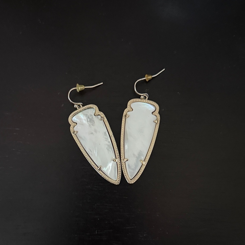 Kendra Scott White and Gold Dangle Earrings